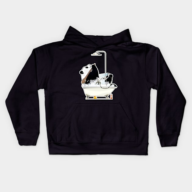 Panda in the Bath Kids Hoodie by InTheWashroom